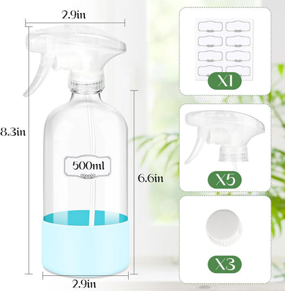 ZENOWICK 16 oz Glass Spray Bottles: 3-Pack with Protective Silicone Sleeves