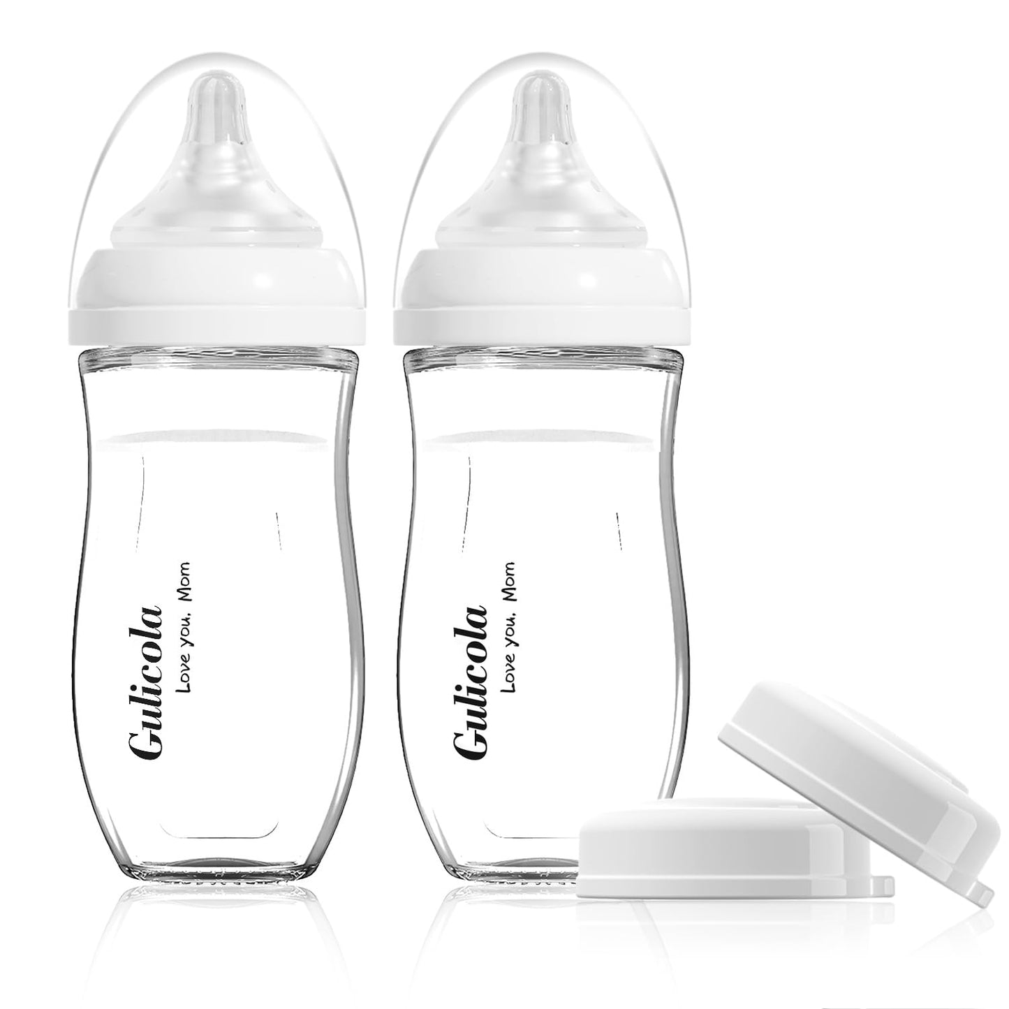 Gulicola 5 oz Natural Borosilicate Glass Baby Bottles (2-Pack)