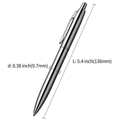 ChaoQ Stainless Steel Retractable Ballpoint Pens (6‑Pack, with 12 Refills) | TRUE Shift Durable Metal Pens
