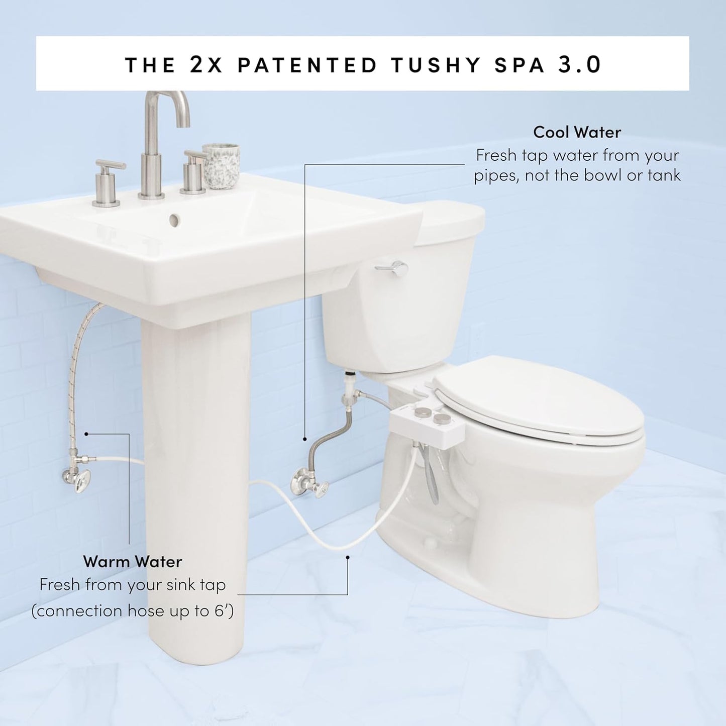 TUSHY 3.0 Spa Bidet Attachment: Cool to Warm Water Cleaning