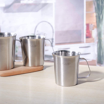 Newness Stainless Steel Measuring Cup with Triple Measurement Scales
