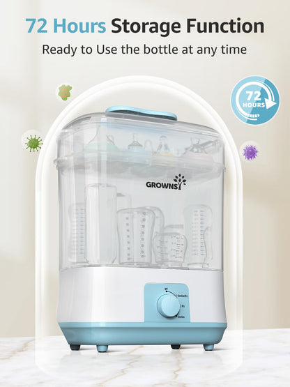 Grownsy 4-in-1 Bottle Sterilizer: Large 8-Bottle Steam Sanitizer