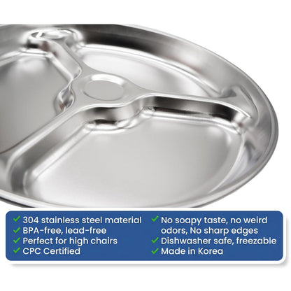 Korean Premium 304 Stainless Steel 5-Compartment Divided Plates (Set of 2)