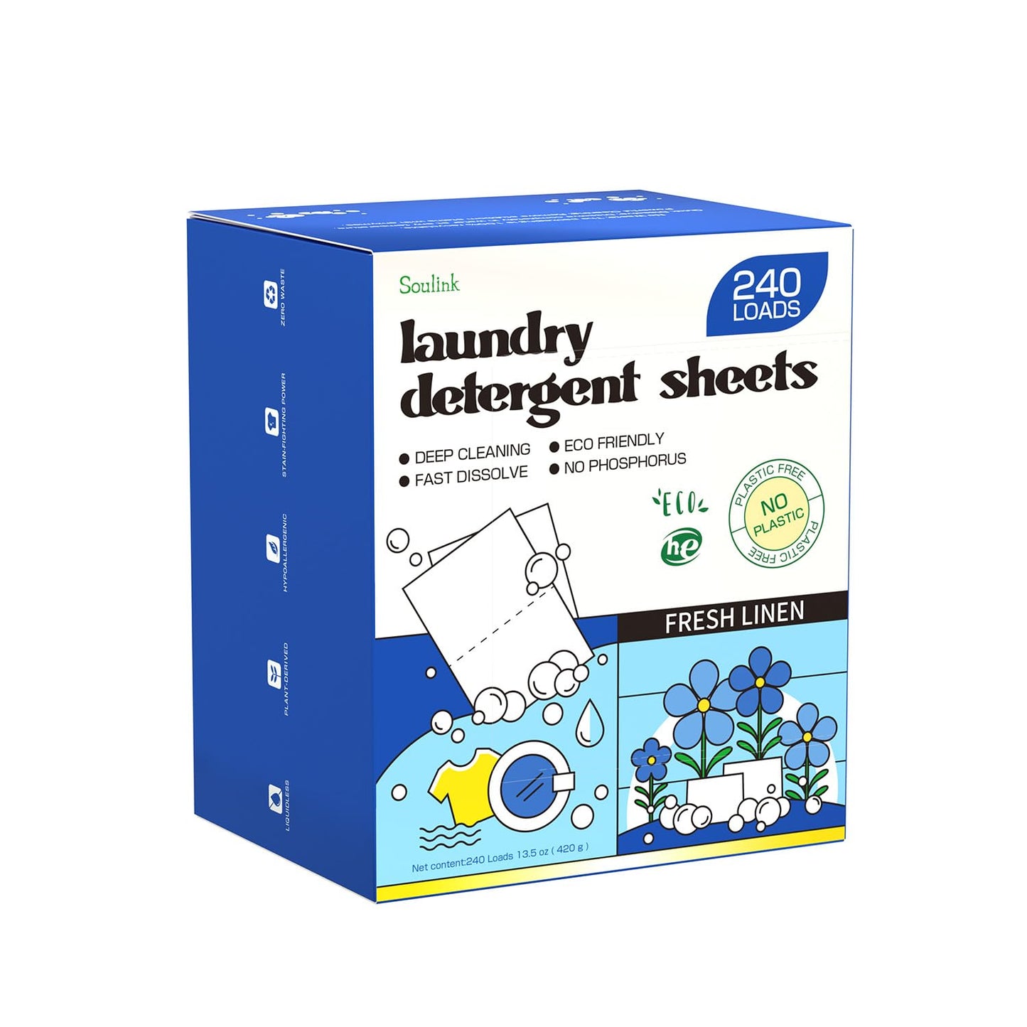 Soulink Laundry Sheets: Plant-Based Unscented 240 Loads