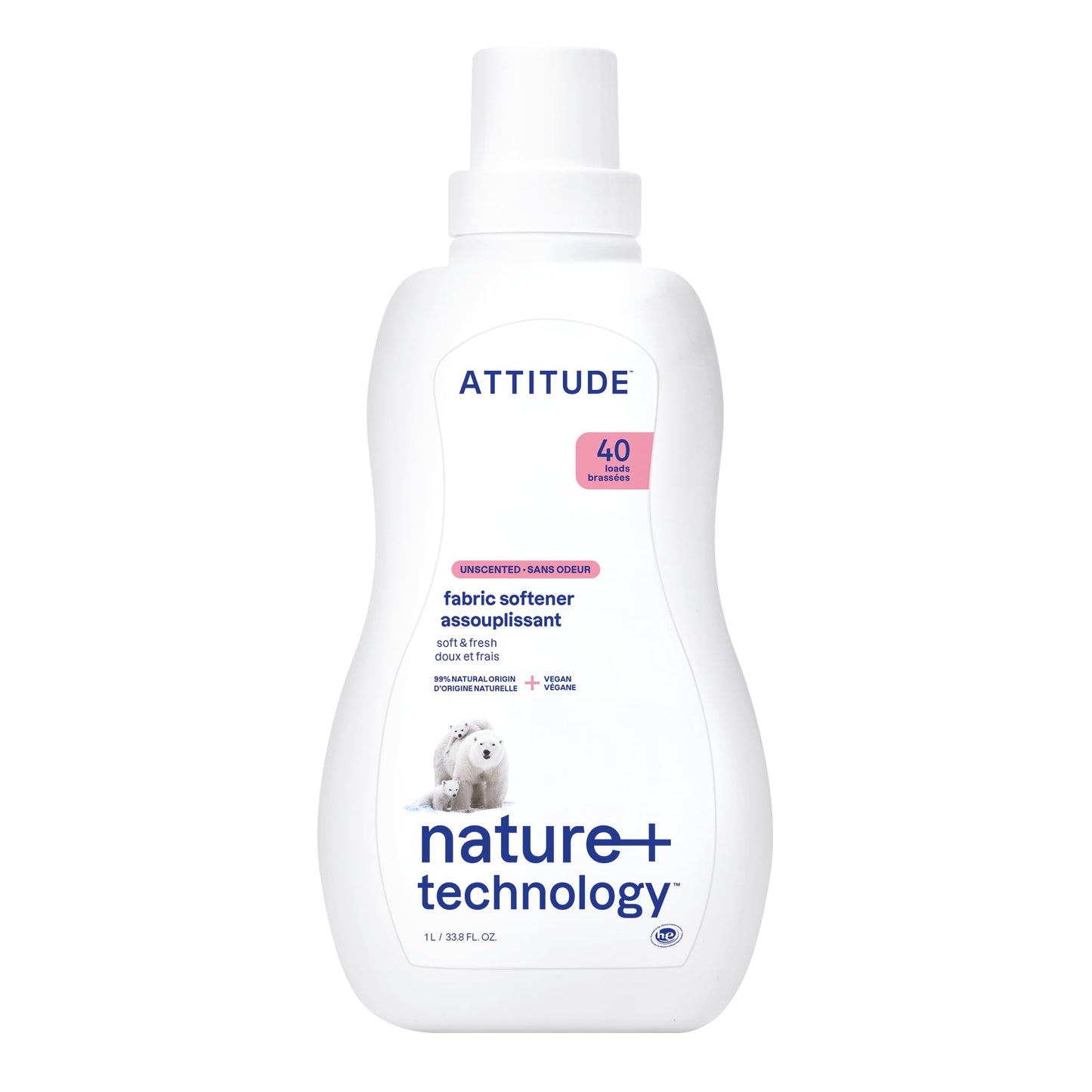 ATTITUDE Liquid Fabric Softener: Plant-Based, Vegan & Unscented