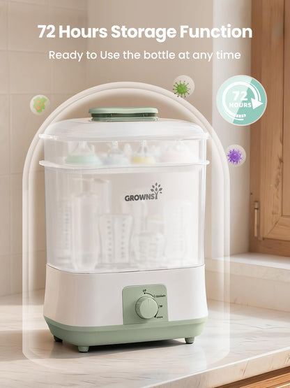Grownsy 4-in-1 Bottle Sterilizer: Large 8-Bottle Steam Sanitizer