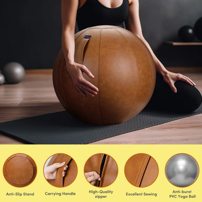 LifeSpan Fitness Ball Chair: Premium Caramel Leather Style