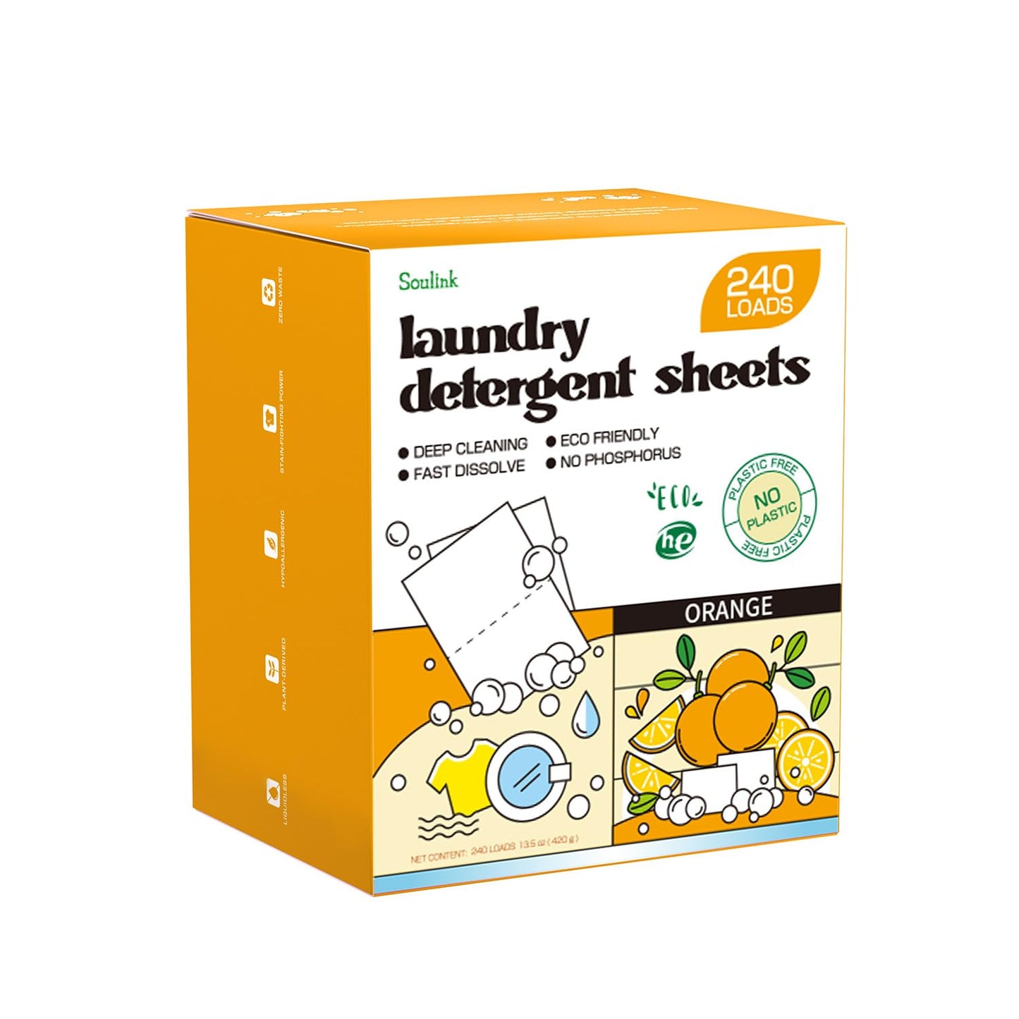 Soulink Laundry Sheets: Plant-Based Unscented 240 Loads