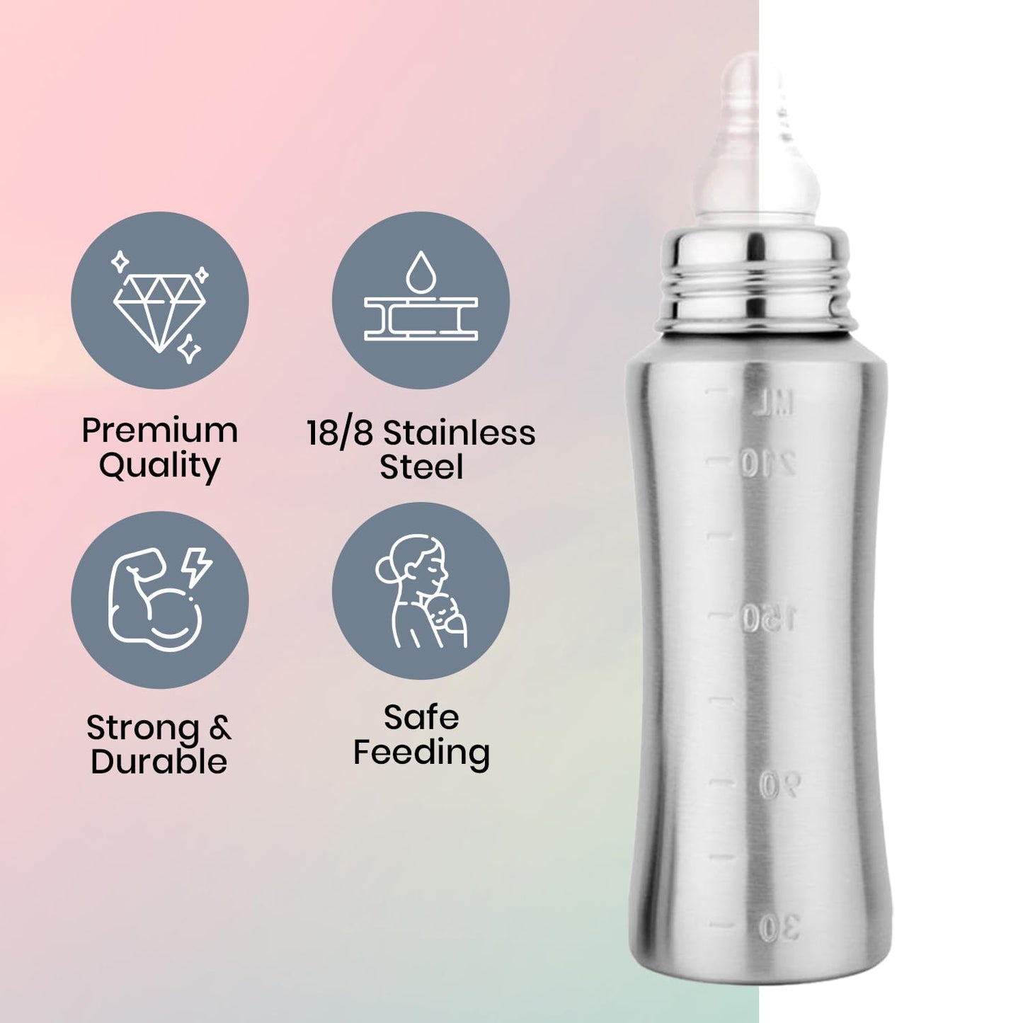 Bon aPetite 250ML Stainless Steel Baby Feeding Bottle
