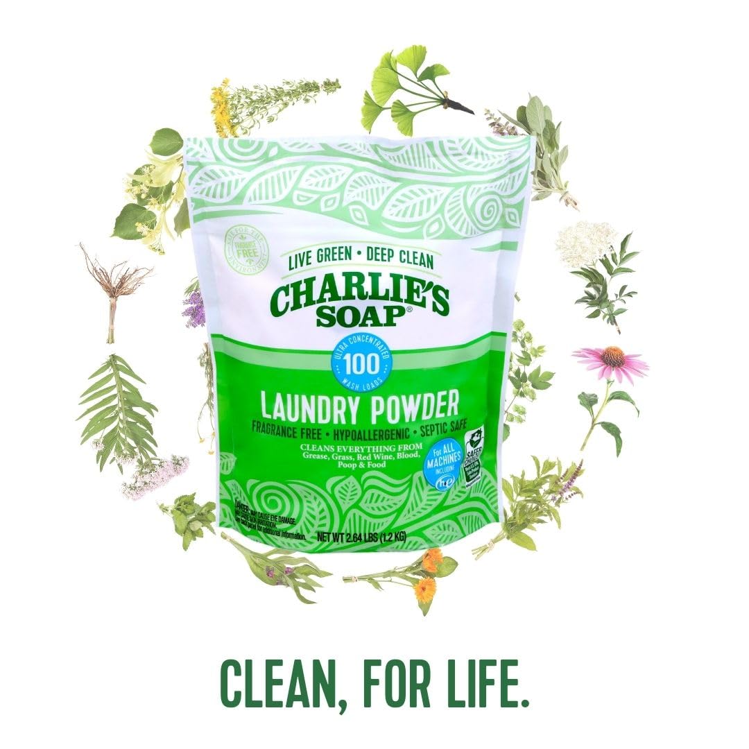 Charlie’s Soap Fragrance-Free Hypoallergenic Deep Cleaning Laundry Powder