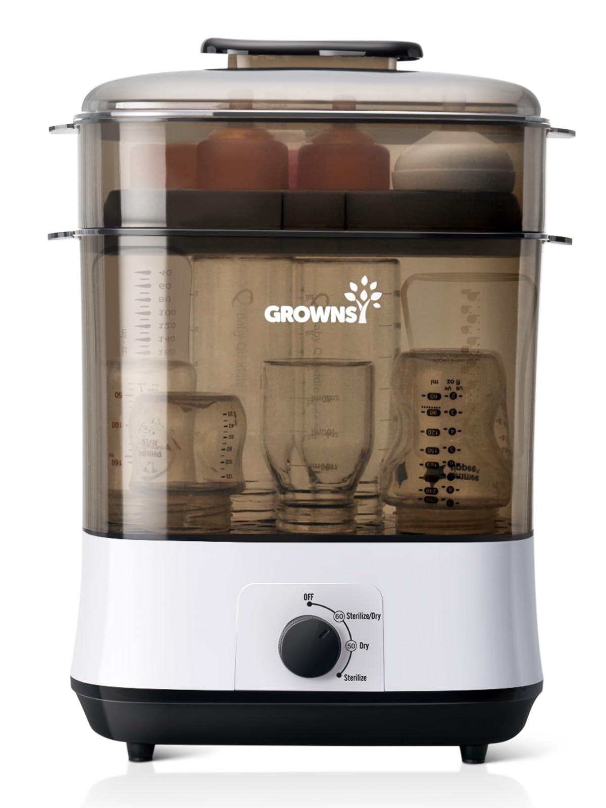 Grownsy 4-in-1 Bottle Sterilizer: Large 8-Bottle Steam Sanitizer