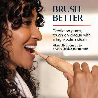 Bamboo Sonic Rechargeable Electric Toothbrush, Plant-Based Bristle Heads – Better & Better
