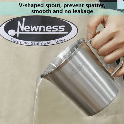 Newness Stainless Steel Measuring Cup with Triple Measurement Scales