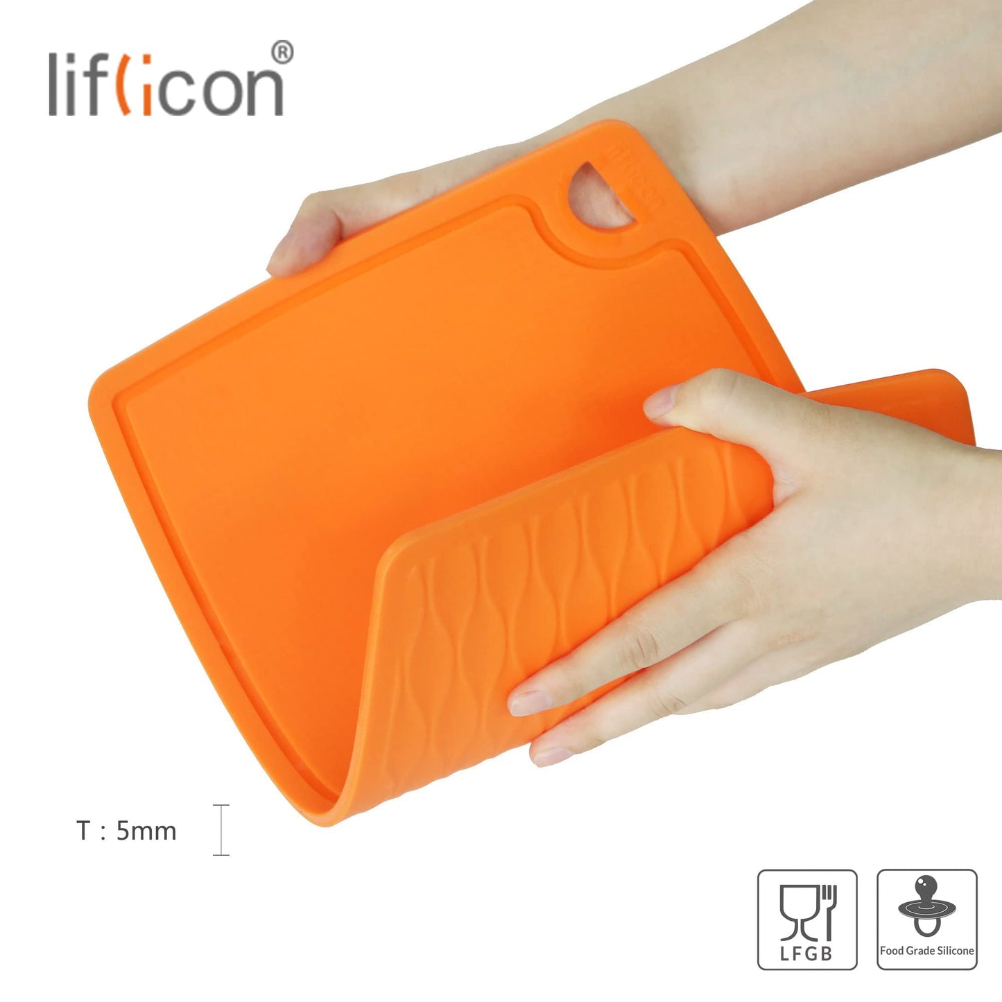Liflicon 12.6'' x 9.1'' Thick Silicone Cutting Board: Non-Toxic & Flexible.