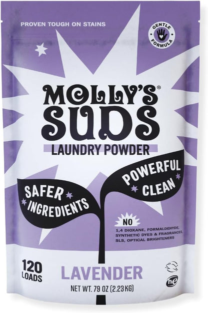 Molly’s Suds Original Laundry Detergent Powder, Chemical-Free Deep Clean for Sensitive Skin