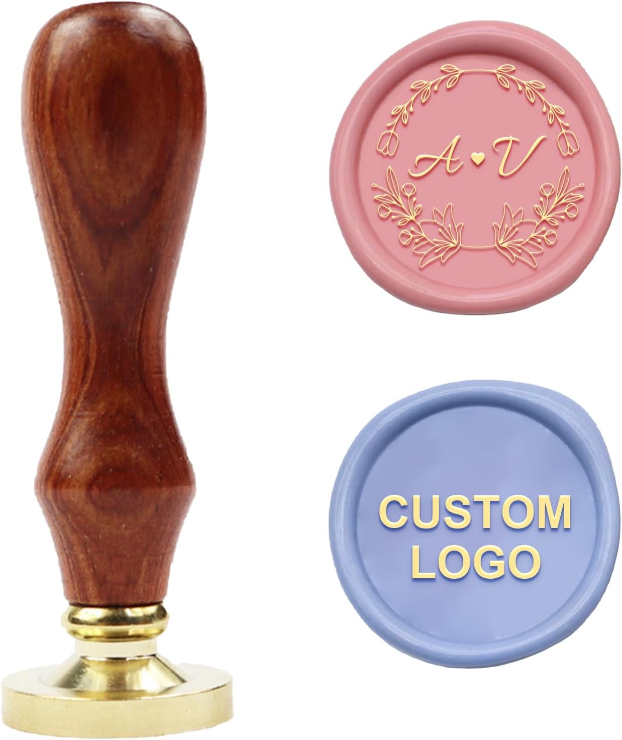 Personalized Wax Seal Stamp: Custom Design, Brass Head & Rosewood Handle That Replaces Disposable Stickers for a Lifetime