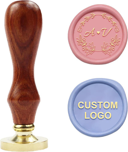 Personalized Wax Seal Stamp: Custom Design, Brass Head & Rosewood Handle That Replaces Disposable Stickers for a Lifetime