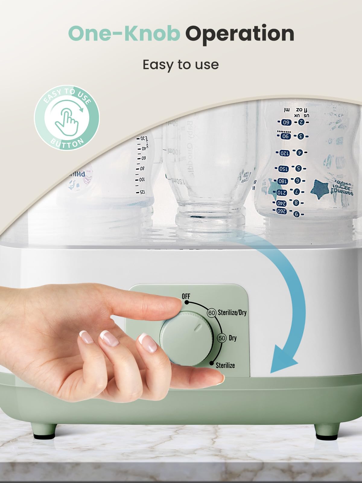 Grownsy 4-in-1 Bottle Sterilizer: Large 8-Bottle Steam Sanitizer