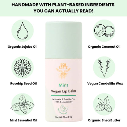 Organic Tinted Lip Balm 2-Pack: Coconut Oil & Plastic-Free Packaging