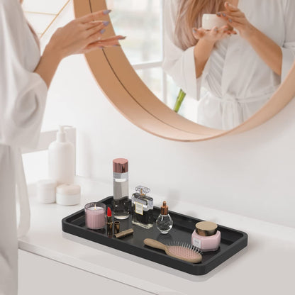 Sustainable Bamboo Bathroom Vanity Tray: Sleek Countertop Organizer
