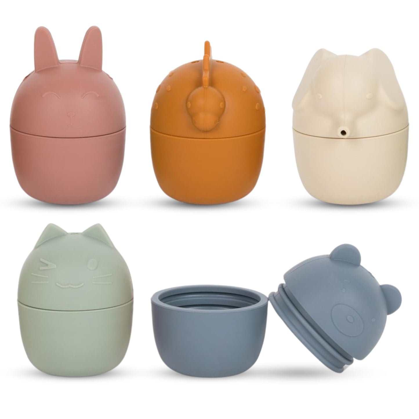 Brooklyn + Neutral Silicone Bath Toys: Mold-Free Animal 5-Pack