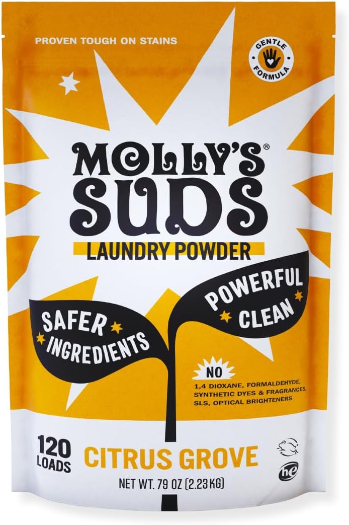Molly’s Suds Original Laundry Detergent Powder, Chemical-Free Deep Clean for Sensitive Skin