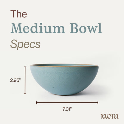 Mora Medium Ceramic Bowls, Set of 4 (28 oz, Oat)