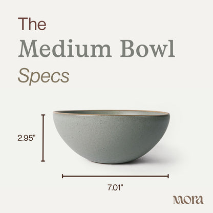 Mora Medium Ceramic Bowls, Set of 4 (28 oz, Oat)
