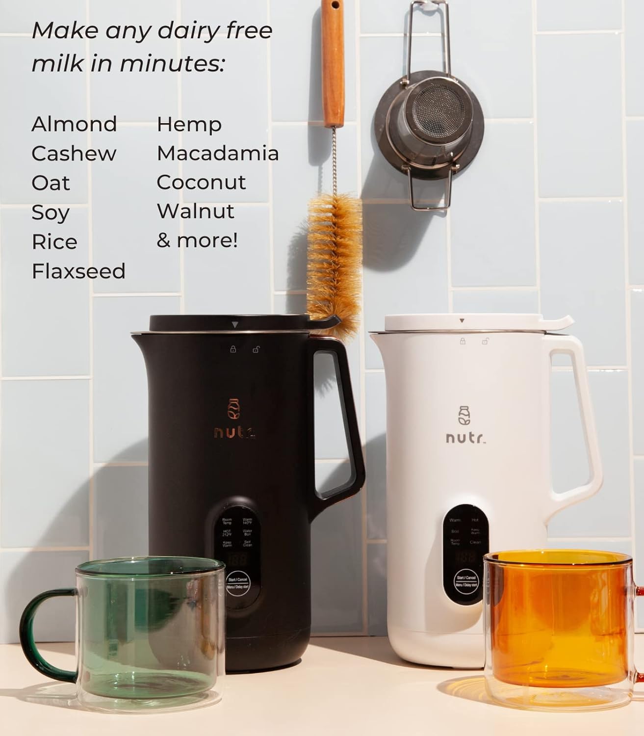 NUTR Automatic Nut Milk Maker | TRUE Shift Stainless Plant‑Milk Machine (Single-Serve)