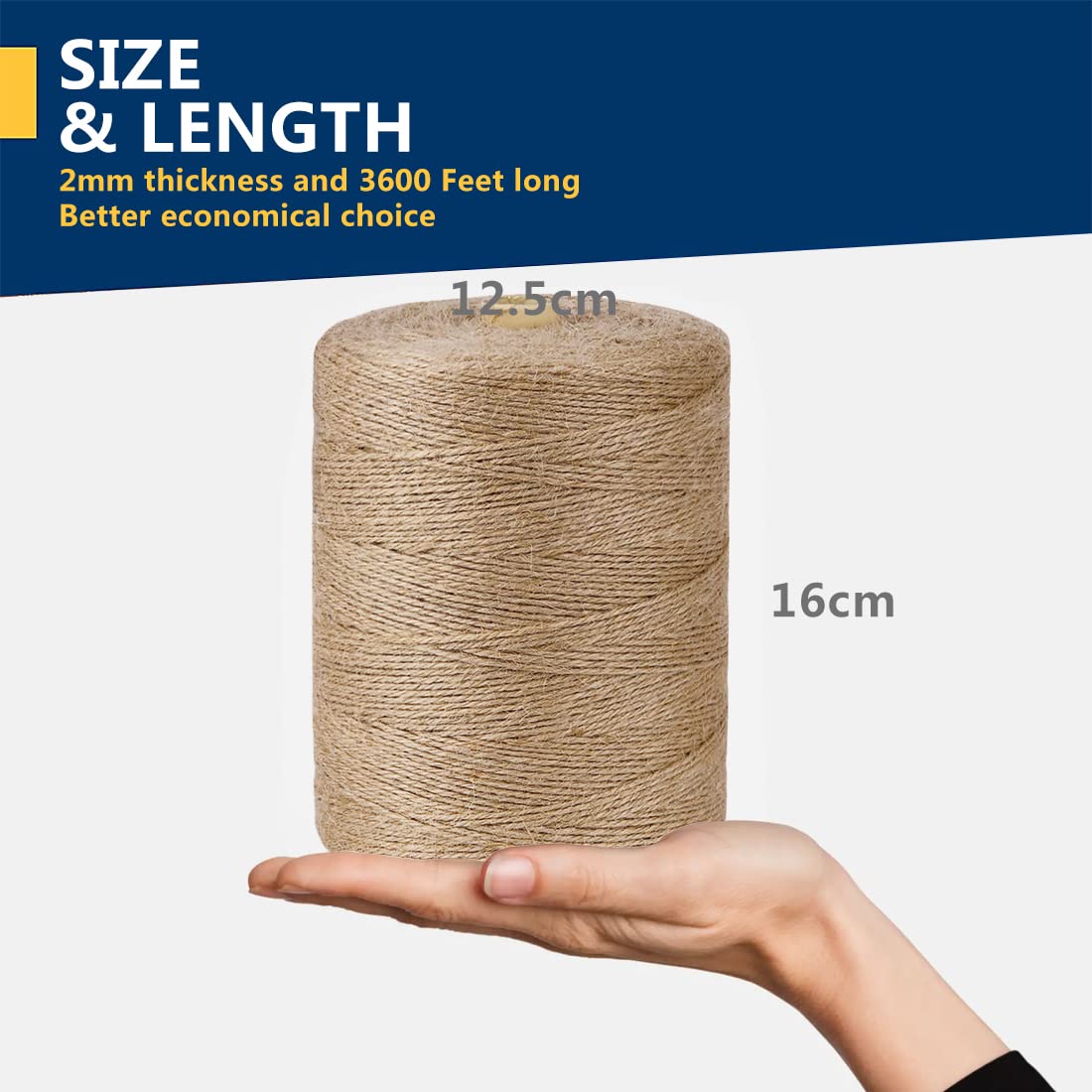 100% Natural Jute Twine: 1100 Feet of Biodegradable Cord for Zero-Waste Crafting and Gardening