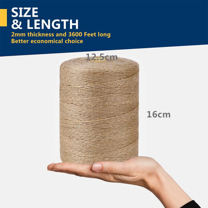 100% Natural Jute Twine: 1100 Feet of Biodegradable Cord for Zero-Waste Crafting and Gardening