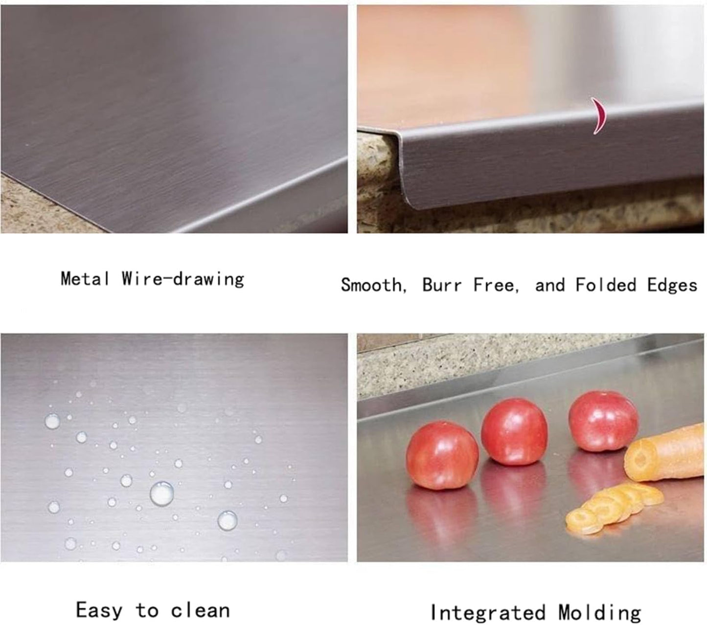 BILLAMB Stainless Steel Cutting Board: Large 15.7" x 11.8" Permanent Prep Surface.