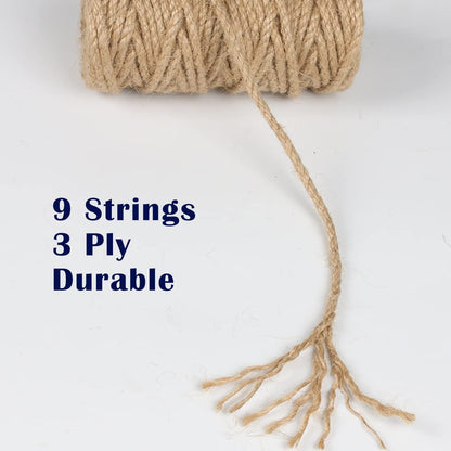 100% Natural Jute Twine: 1100 Feet of Biodegradable Cord for Zero-Waste Crafting and Gardening