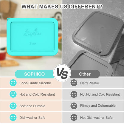 Sophico 3-Cup Rectangle Silicone Storage Lids (4-Pack)