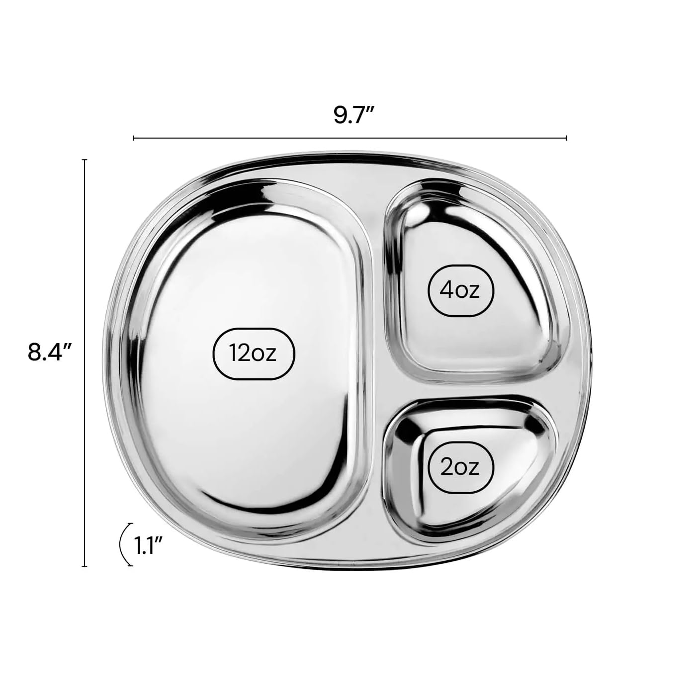 Ahimsa Balanced Bites Pediatrician-Designed Stainless Steel Divided Plate