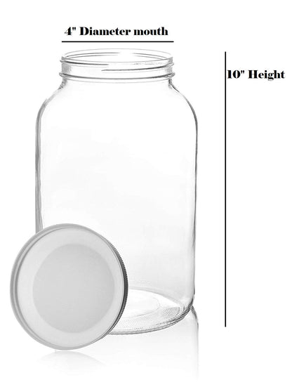 Kitchentoolz 1-Gallon Glass Mason Jars with Airtight Metal Lids (2-Pack)