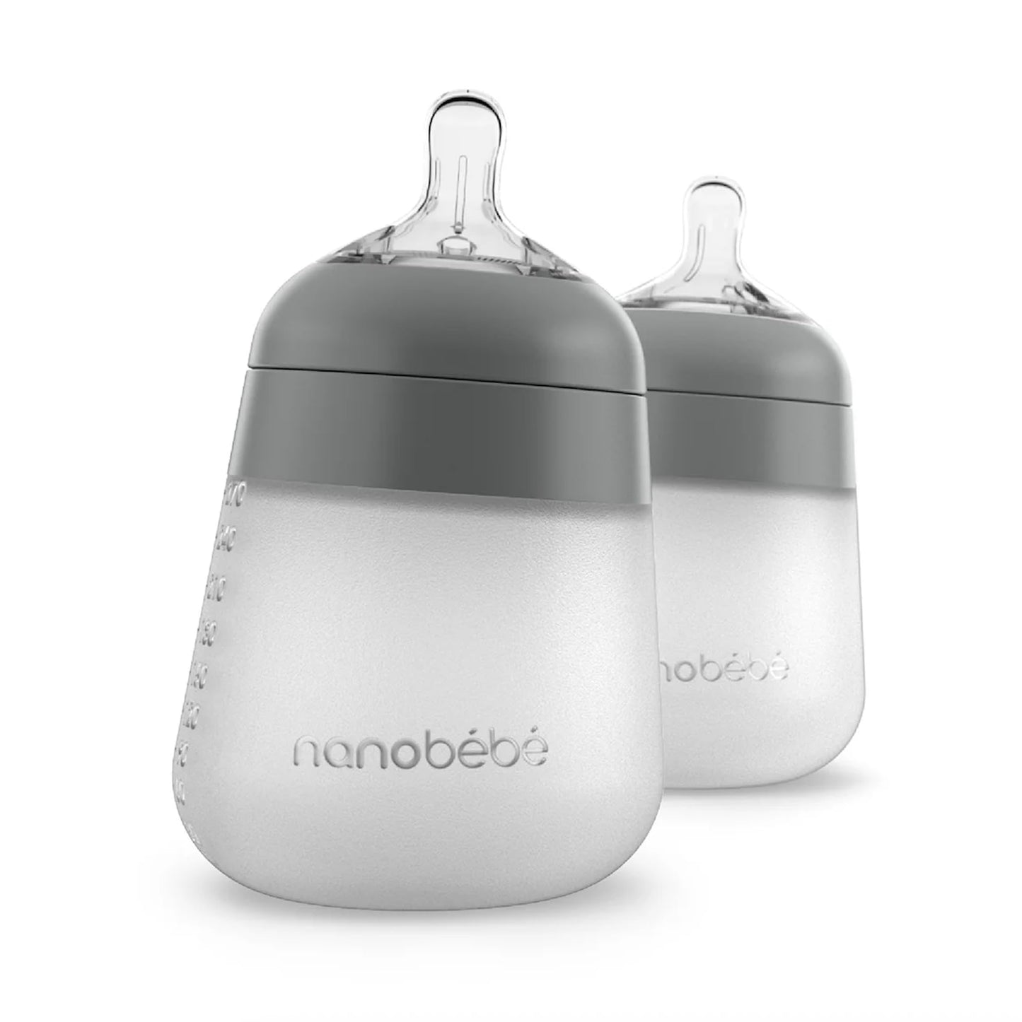 Nanobebe Flexy 9oz Silicone Baby Bottles with Anti-Colic Venting (3-Pack)