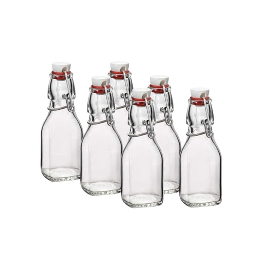 Bormioli Rocco 8.5 oz Swing Top Bottles (Set of 6) | TRUE Shift Plastic‑Free Glass Storage