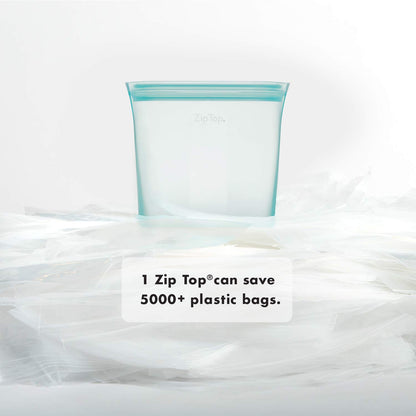 Zip Top 100% Silicone Reusable Food Storage Set (8‑Piece, Teal) | TRUE Shift Zero‑Plastic Meal Prep Set