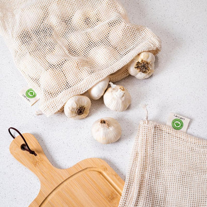 Reusable 100% Organic Cotton Mesh Produce Bags-Toxin-Free, Plastic-Free Double-Stitched