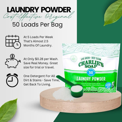 Charlie’s Soap Fragrance-Free Hypoallergenic Deep Cleaning Laundry Powder