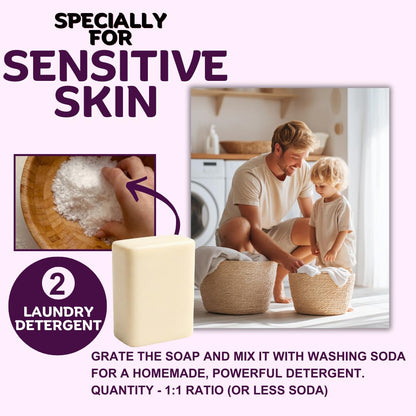 Hypoallergenic Green Tea & Coconut Plant-Based Laundry Soap Bar