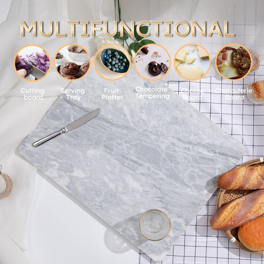 Diflart Natural Granite Cutting Board: Large 16" x 20" Polished Stone Slab.