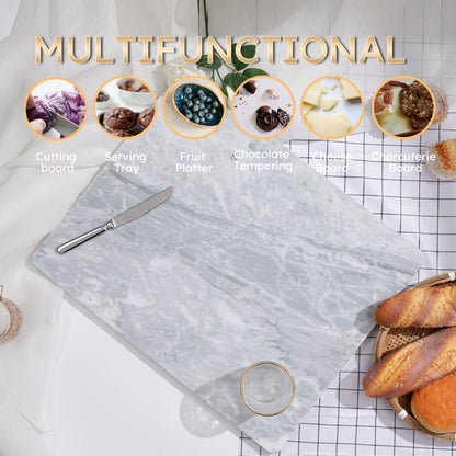Diflart Natural Granite Cutting Board: Large 16" x 20" Polished Stone Slab.