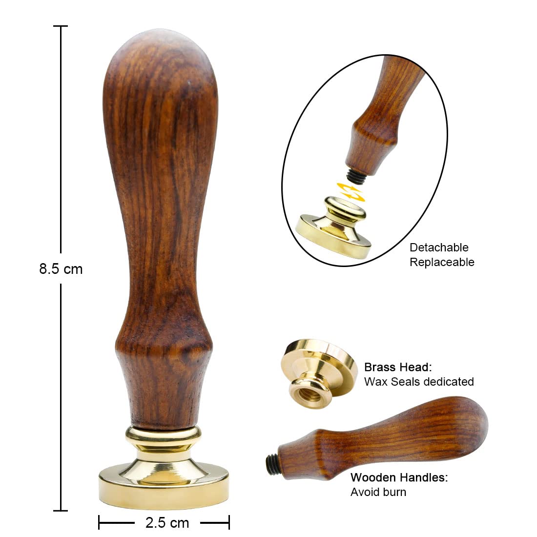 Traditional Wax Seal Stamp: Brass Head & Wooden Handle for Elegant, Zero-Waste Correspondence
