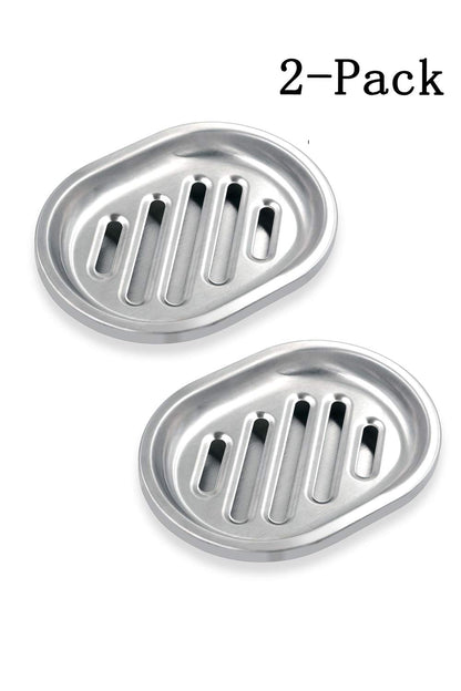 Stainless Steel Soap Dish with Drain Tray | TRUE Shift 304‑Grade Soap Saver