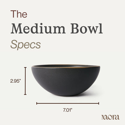 Mora Medium Ceramic Bowls, Set of 4 (28 oz, Oat)