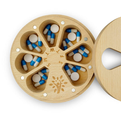 Beech Wood Weekly Pill Organizer | TRUE Shift Plastic‑Free Medicine Box