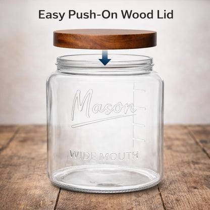 Kitchentoolz 1 Gallon Glass Mason Jar with Acacia Wood Lid