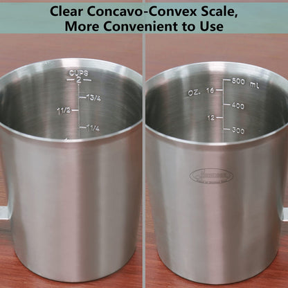 Newness Stainless Steel Measuring Cup with Triple Measurement Scales